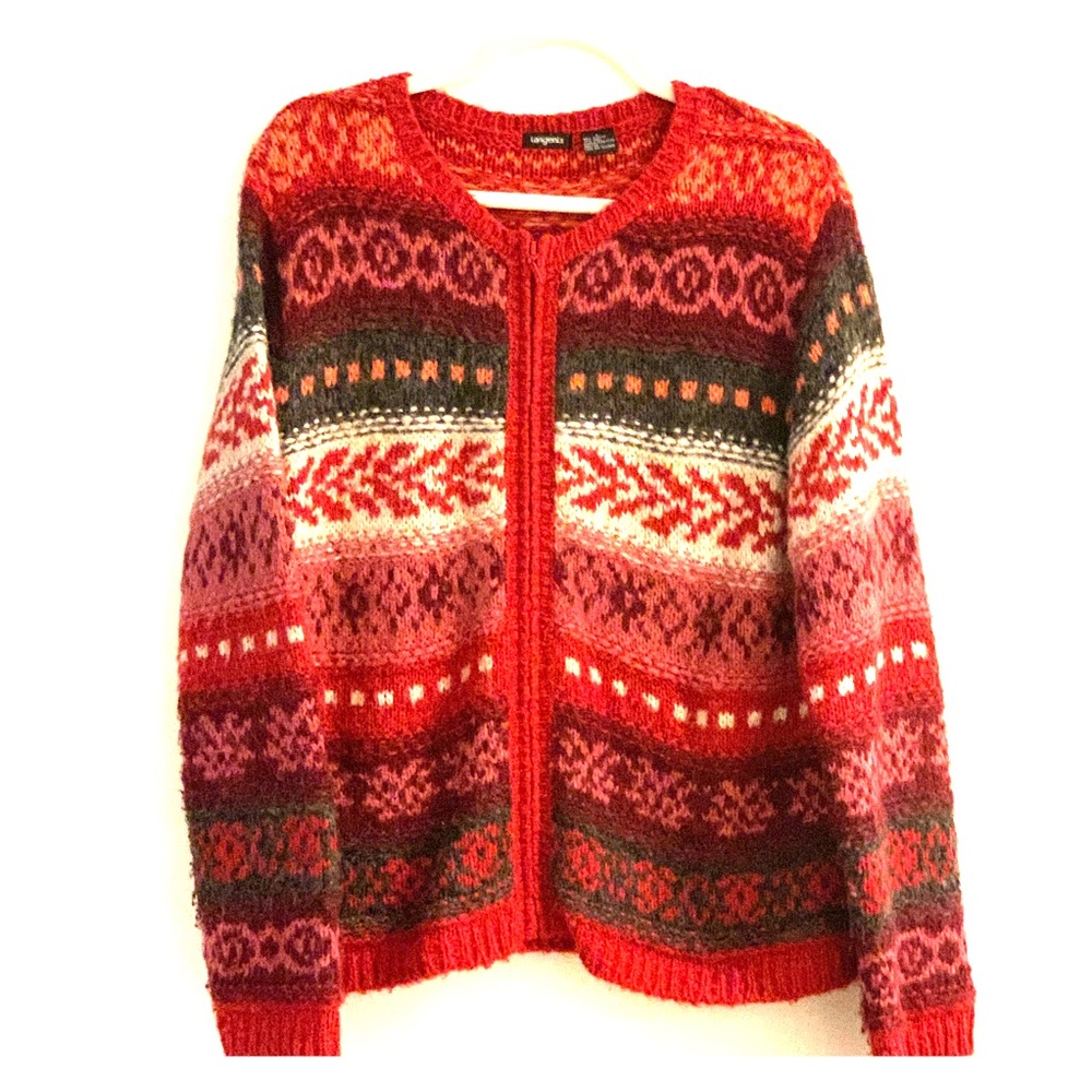 Tangents colorful zip cardigan sweater vib…